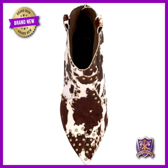 Leather Western Stiletto Booties, 4-Inch Heel, Pointed Toe - Picture 5 of 7